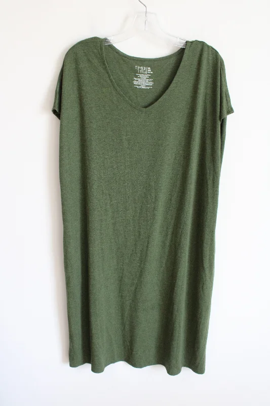 Time And Tru Solid Green Knit Dress | XL Tunics Fashionable trendy