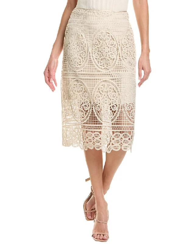 Elie Tahari Silk-Trim Lace Skirt velvet skirt rich