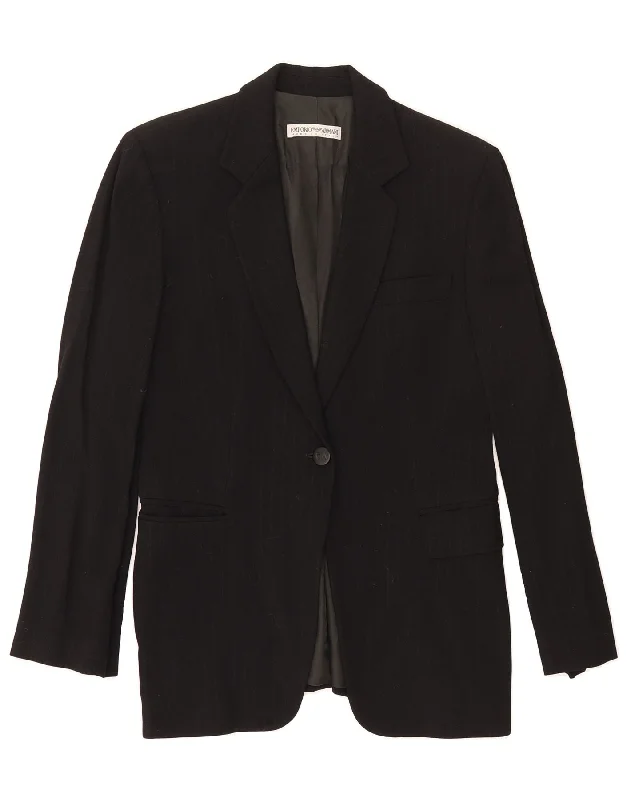 EMPORIO ARMANI Womens 1 Button Blazer Jacket IT 42 Medium Black Striped Plaid Jacket Tartan Jacket Houndstooth Jacket