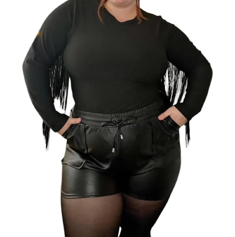 Western Woman Fringe Bodysuit In Black Elegant Mesh Bodysuit for Night
