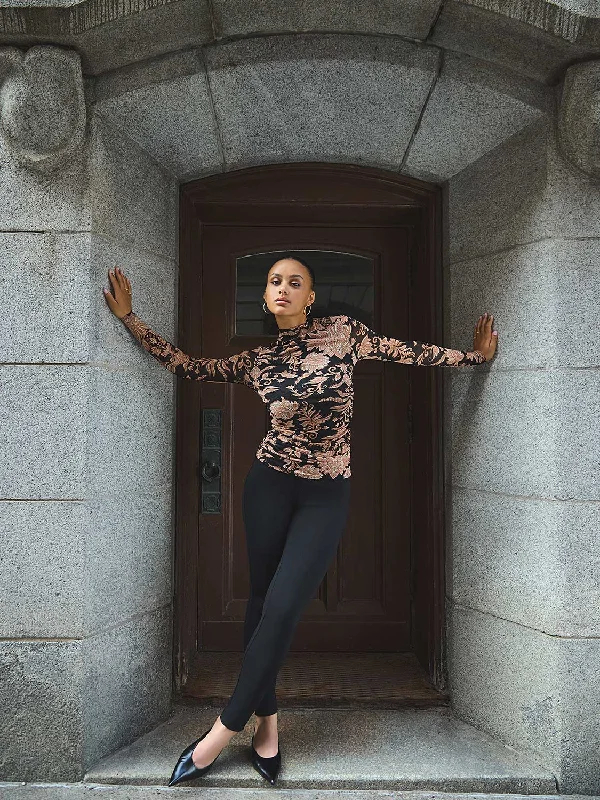 High-Rise Pants With Faux Leather Waistband Soft Stretch Leggings