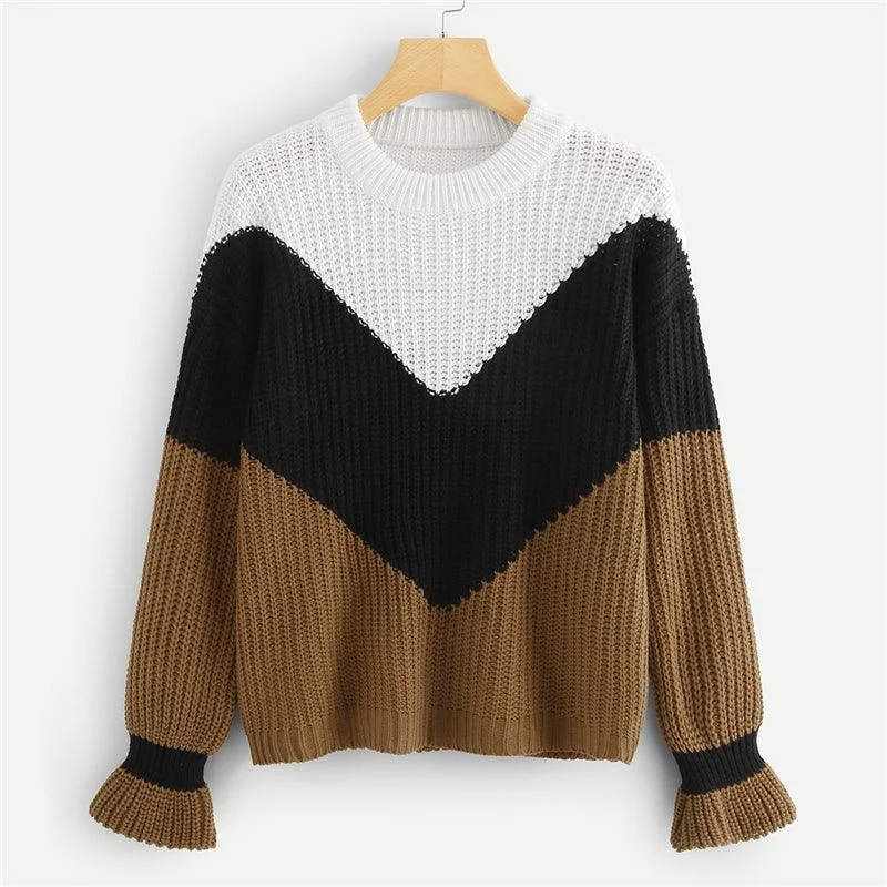 SIMPLE & SWEET SWEATER Print Jacquard Patchwork