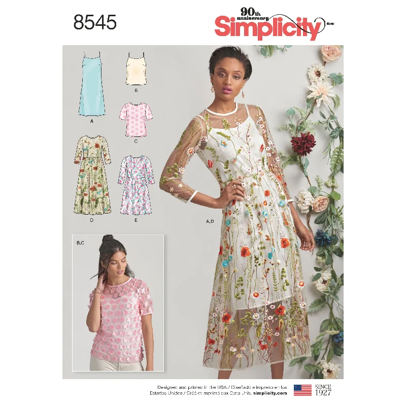 Simplicity Pattern 8545 Women’s / Petite Women’s Dress and Top Tunic Top Casual