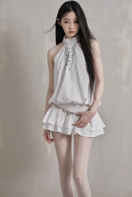 Ethereal Cascade Halter Dress And Shorts Set Tunics Review highly