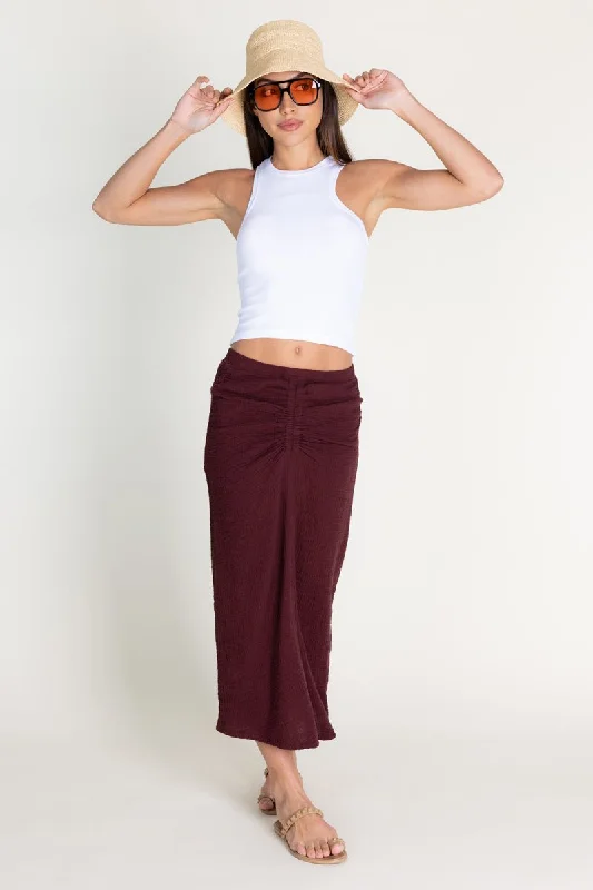 EL PORTO CINCHED FRONT GAUZE SKIRT pencil skirt chic
