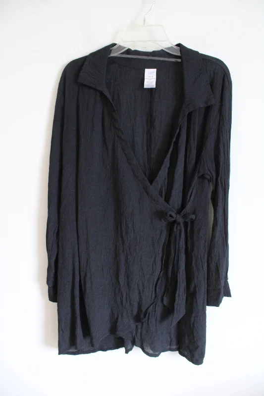 Time and Tru Black Wrap Gauze Dress | L (12/14) Tunics Wedding white