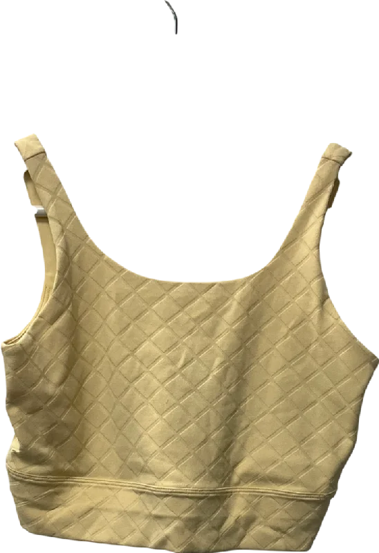 Nike Yellow Yoga Luxe Cropped Jacquard Tank UK S stretchy tank top