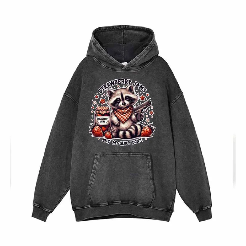 Strawberry Jams But My Clock Don’t Vintage Washed Hoodie Hoodie with Metallic Shiny Futuristic