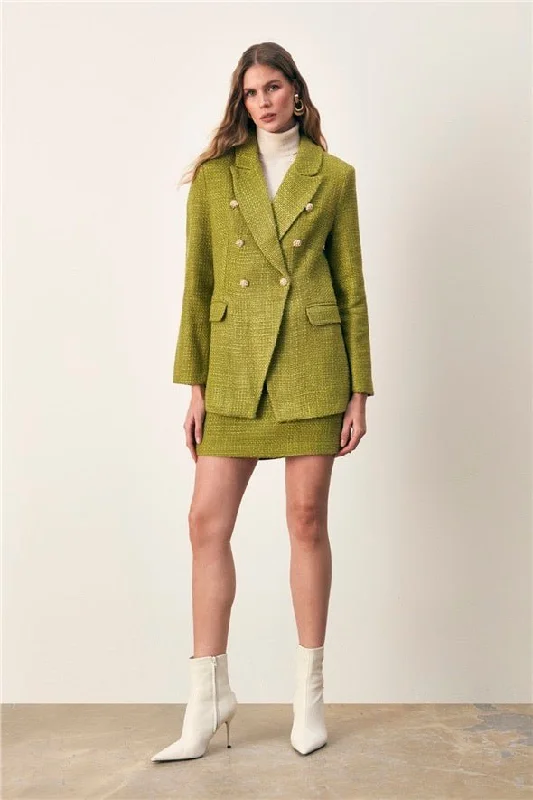 Mini Tweed Skirt - Lime linen skirt relaxed