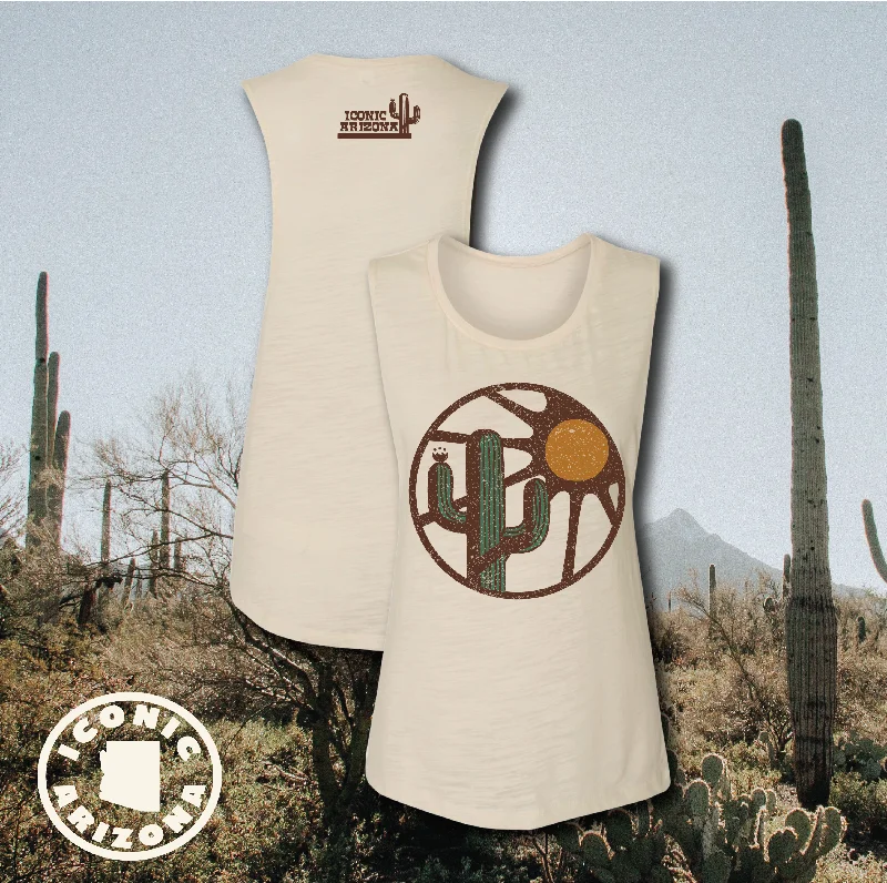 Blooming Saguaro Scoop Neck Ladies Muscle Tank - Final Sale summer tank top