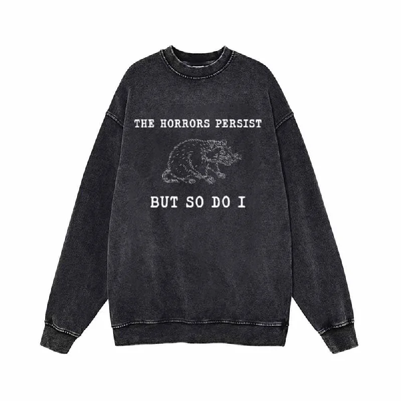 The Horrors Persist Rat Vintage Washed Sweatshirt Hoodie with Slim Fit Tailored Modern