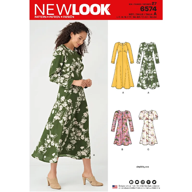 Newlook Pattern 6574 Misses' Dresses Tunics Corduroy durable
