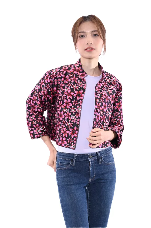 Line & Curve Jacket YL222B-5 Notch Collar Peter Pan Collar Cowl Neck
