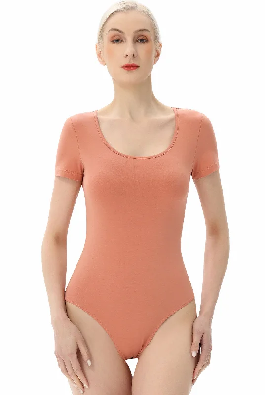 Kimi + Kai Women's U-Neck Basic Bodysuit Elegant Bodysuit with Pleated Detail