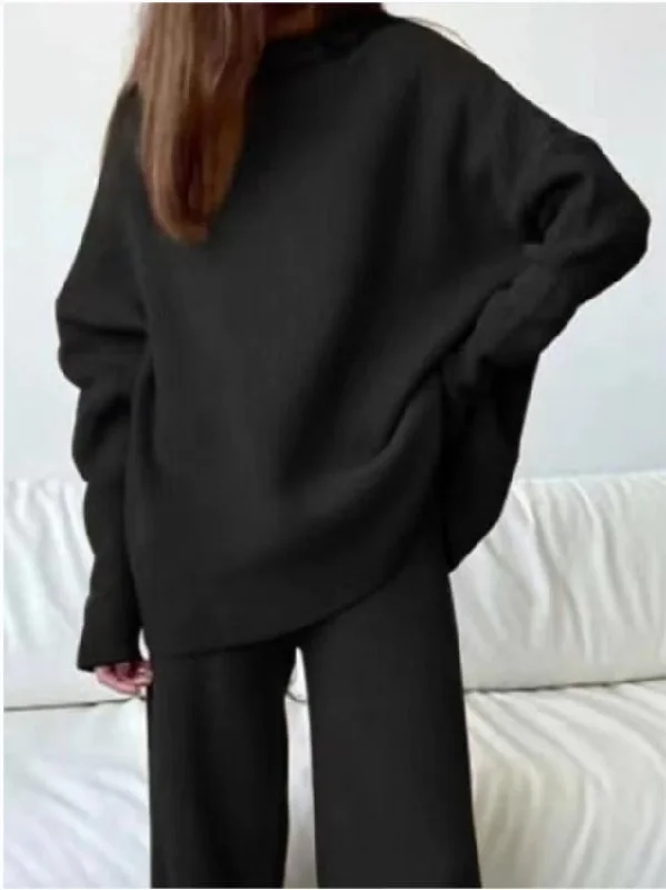 2 Pcs Women's Long Sleeve Solid Color Pants Set - Size M - 472726 Relaxed Linen Pants