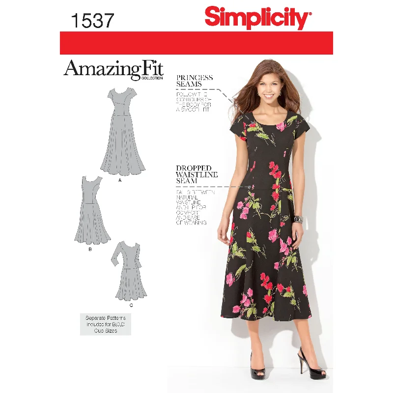 Simplicity Pattern 1537 Women's and Plus Size Amazing Fit Dress Floral Print girly
