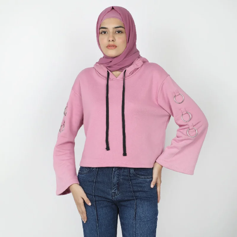 Women's Full Sleeves Hoodie Jacket - Pink Bomber Jacket Anorak Windbreaker