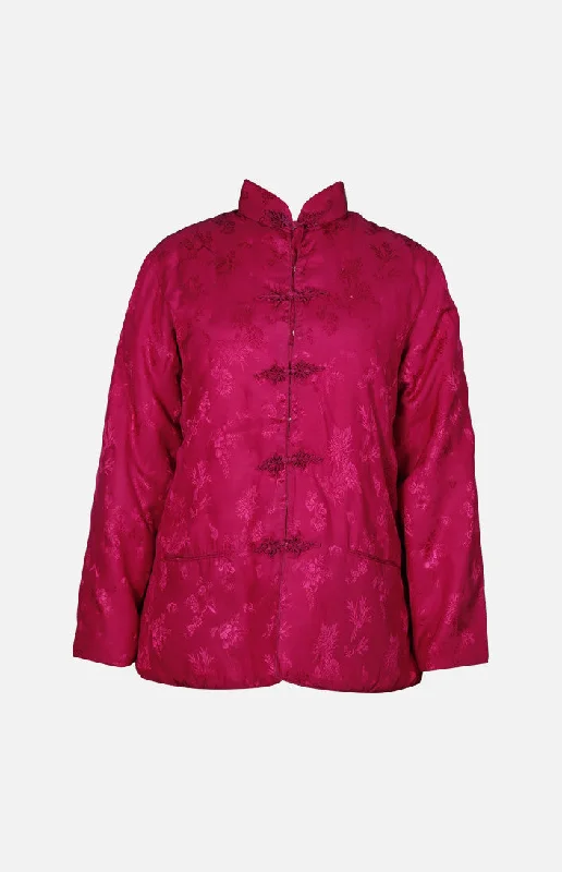 Double Horse Silk Wadded Jacket Boat Neck Shawl Collar Notched Collar