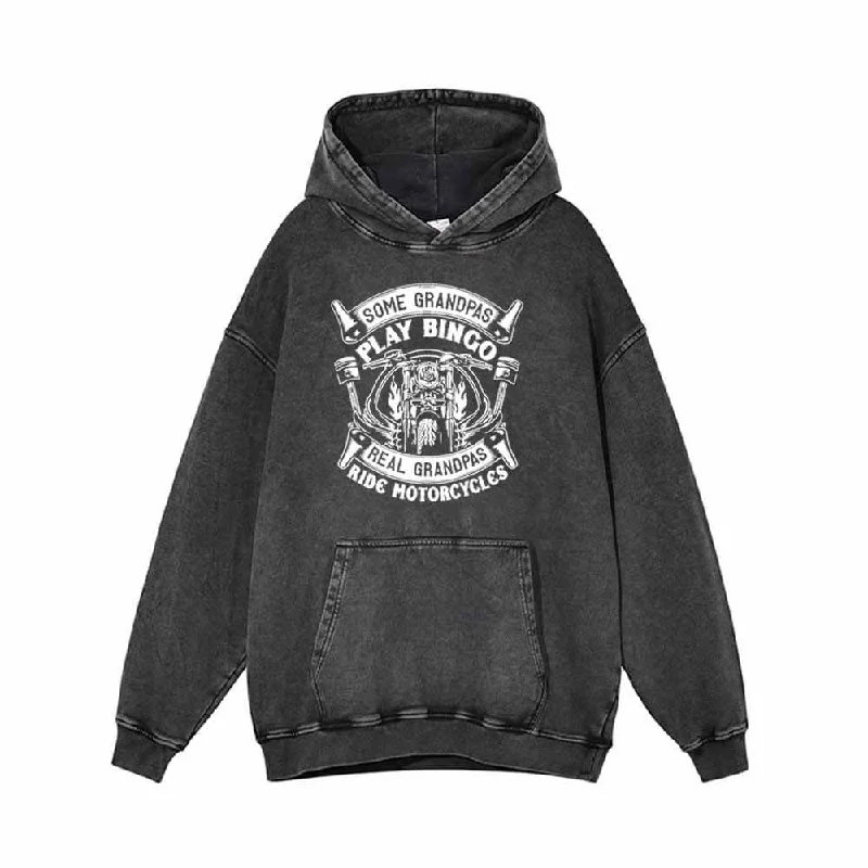 Some Grandpas Play Bingo Motorcycle Print Hoodie Hoodie with Toggle Buttons Decorative Unique