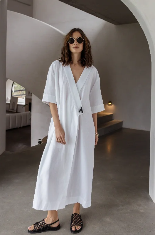 VINCENTI Dress White Tunics Canvas sturdy