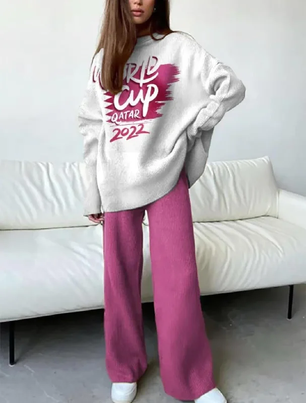 Ladies Elegant Fashion Match Party Top Pants Set 2XL 071003486 Comfortable Pleated Pants