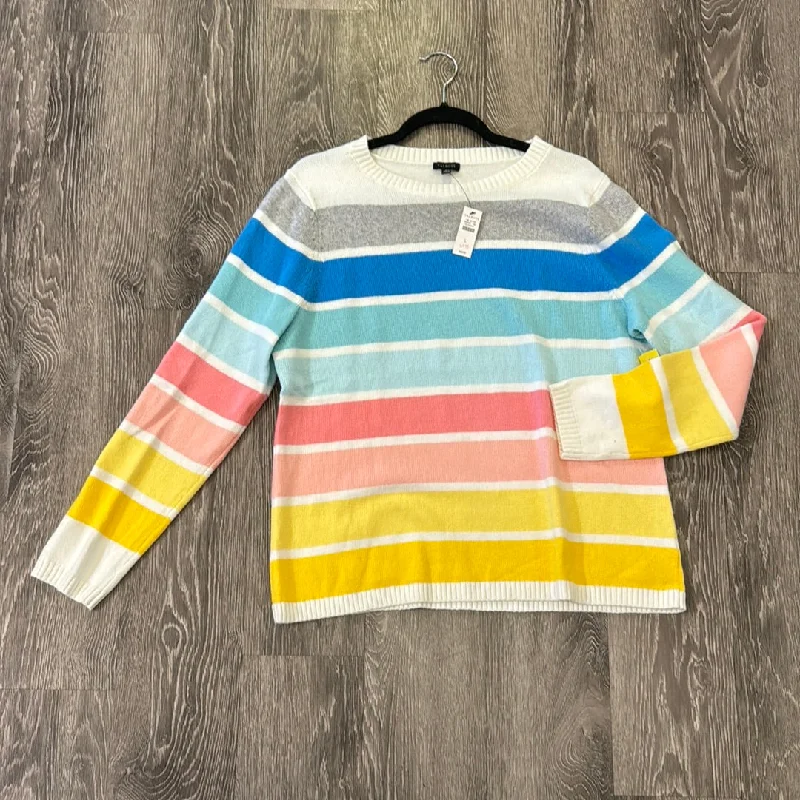 Talbots Rainbow Striped Sweater - large Fitted Loose Oversized