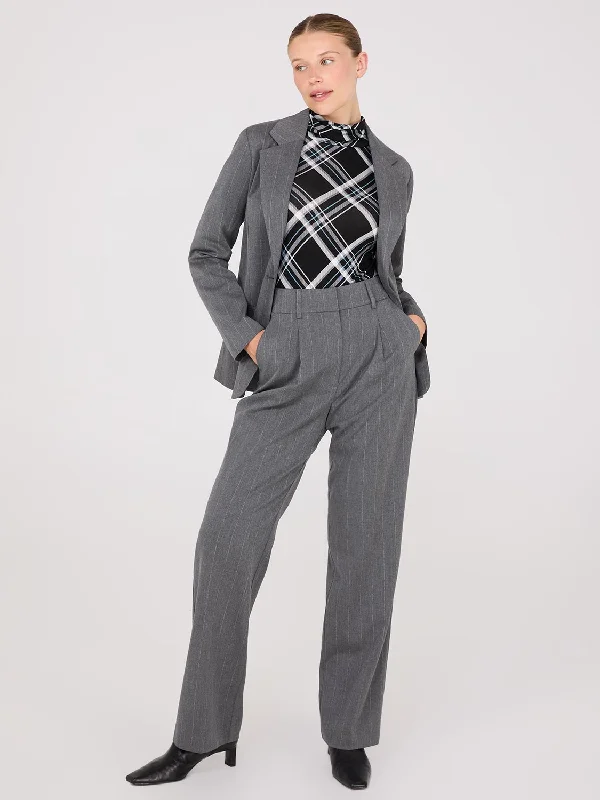 Pinstripe Wide-Leg Pants Casual Plaid Pants