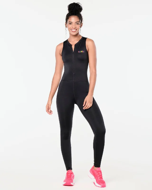 Zumba Prep Long Bodysuit With Mesh Back Stylish Plunging Neck Bodysuit