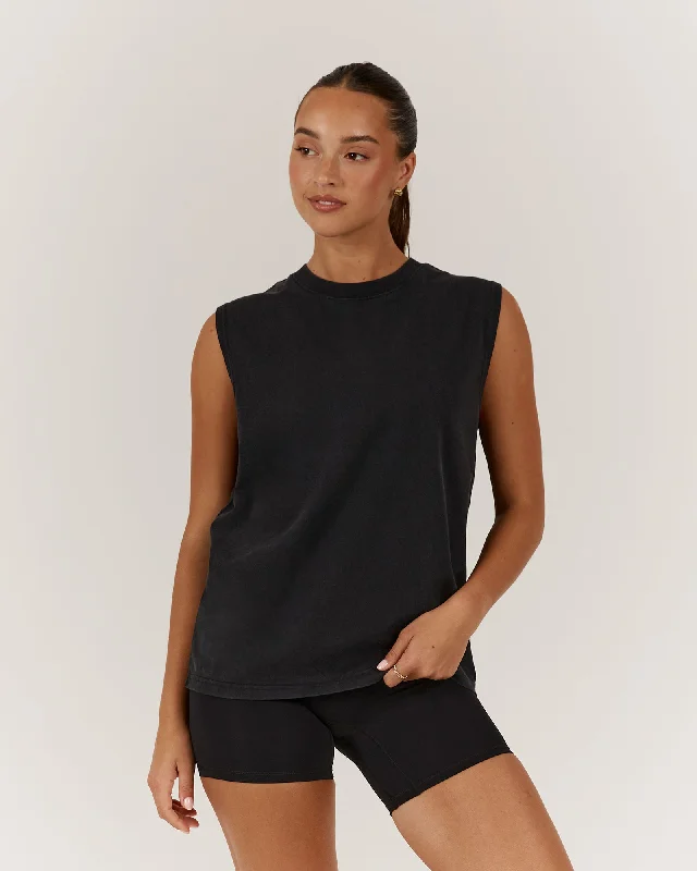 ESSENTIALS TANK - FADED BLACK sleep tank top