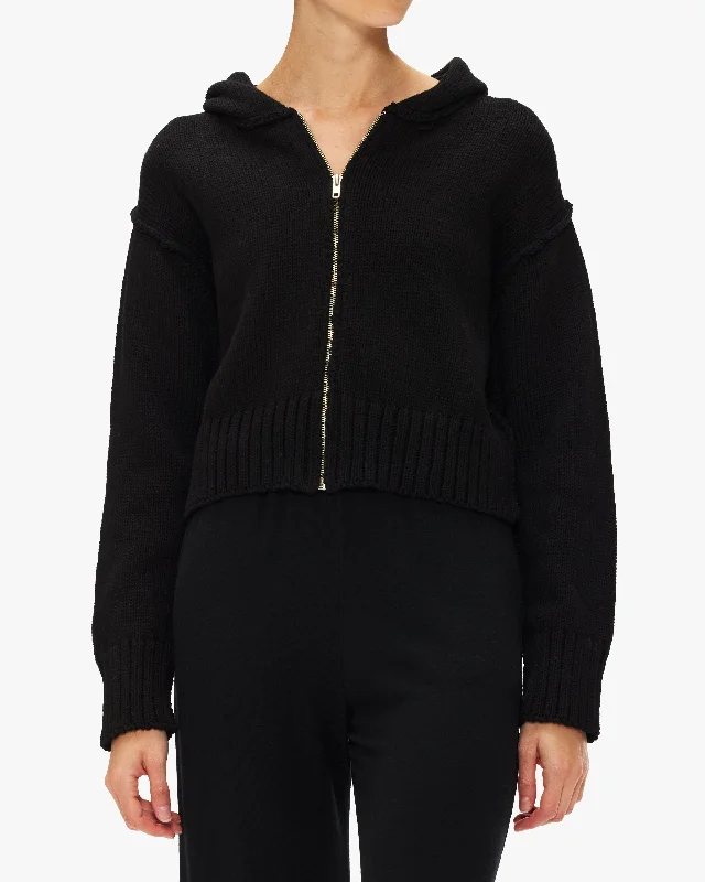 NSF Mills Zip Front Hooded Sweater Collared Crew Neck Turtle Neck