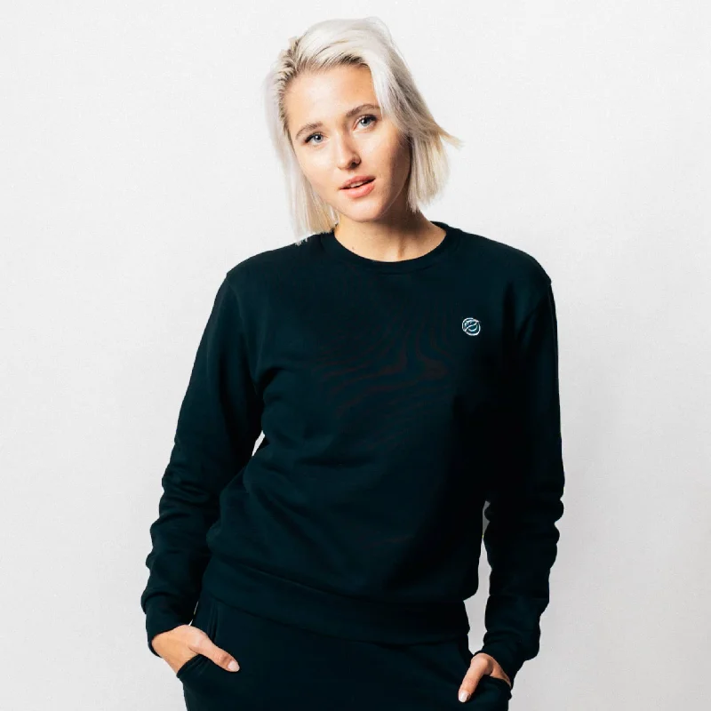 RECORD I Natural Crewneck Sweater aus TENCEL™ - schwarz Elegant Classic Vintage