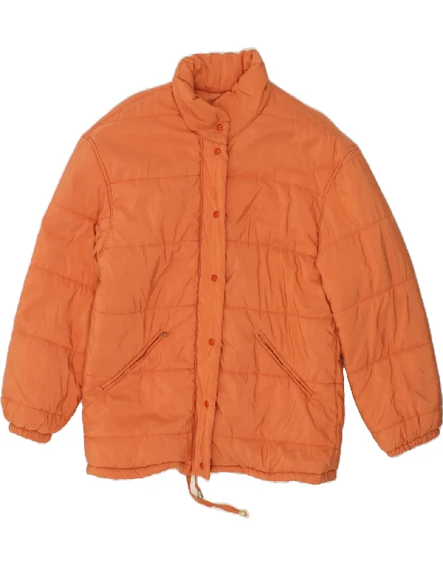 VINTAGE Womens Oversized Padded Jacket IT 42 Medium Orange Polyamide Nylon Fabric Polyester Fabric Spandex Fabric