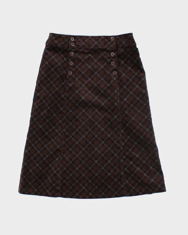 Vintage 90s Bess Checked Corduroy Skirt - S wool skirt warm