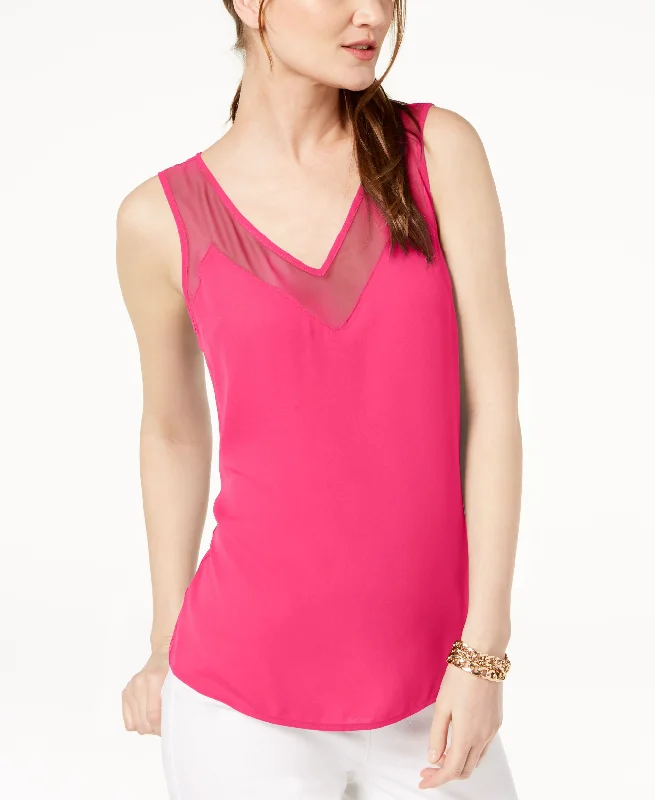 Petite Illusion Trim Tank Top spandex blend tank