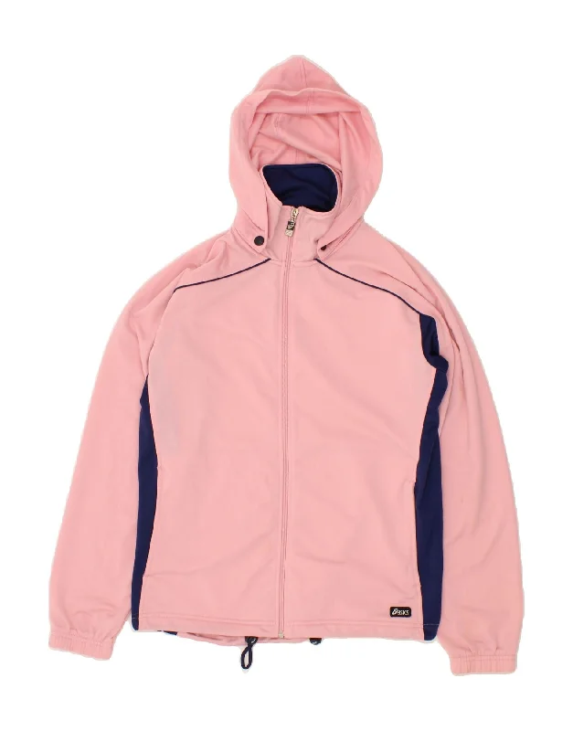 ASICS Womens Hooded Tracksuit Top Jacket UK 16 Large Pink Colourblock Mesh Jacket Canvas Jacket Denim Jacket