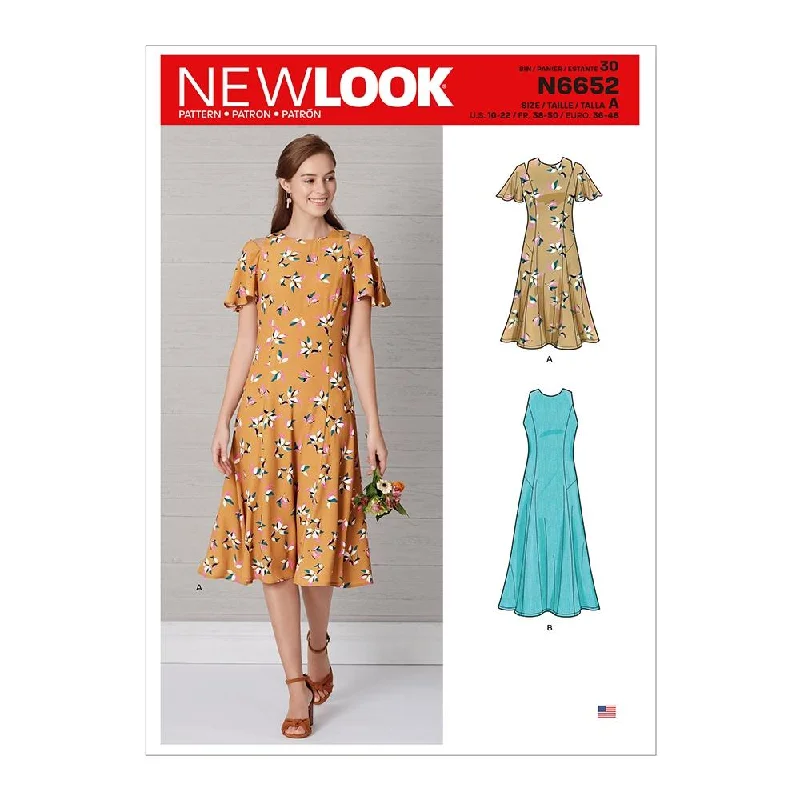 Newlook Pattern N6652 Misses' Fit & Flared Dress With Length & Sleeve Variations Tunics Bestseller popular
