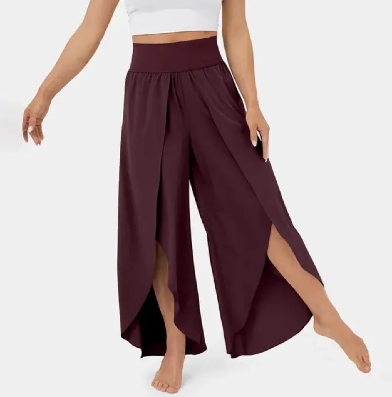 Women's Solid Color Split Pants Summer Casual All-match Clothing XL 42723 Relaxed Fit Trousers