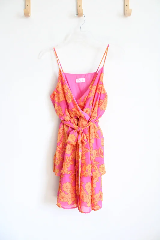 Pink Lily Orange Floral Pink Dress | S Tunics Cozy soft