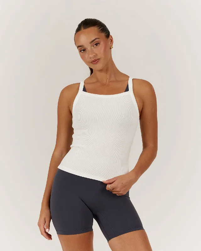 CONTROL RIBBED TANK TOP - OFF WHITE boho tank top