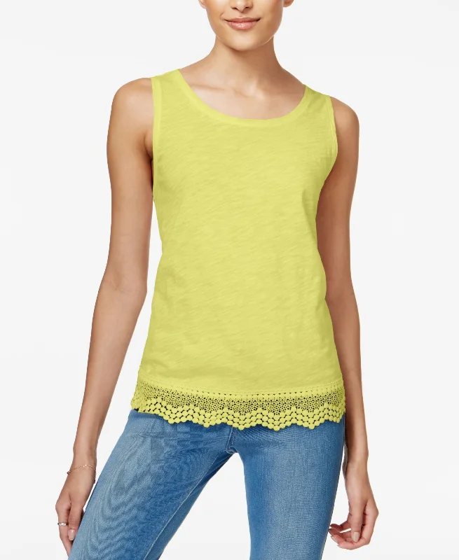 Maison Jules Cotton Crochet Hem Tank Top chic tank top