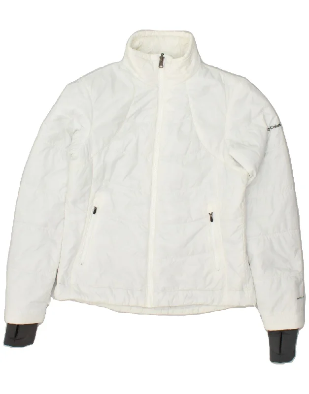 COLUMBIA Womens Omni-Heat Padded Jacket UK 12 Medium White Nylon Quilted Jacket Puffer Jacket Insulated Jacket