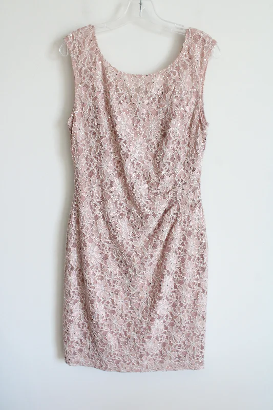 Connected Apparel Pink Lace Sequin Dress | 10 Tunics Cozy comfortable