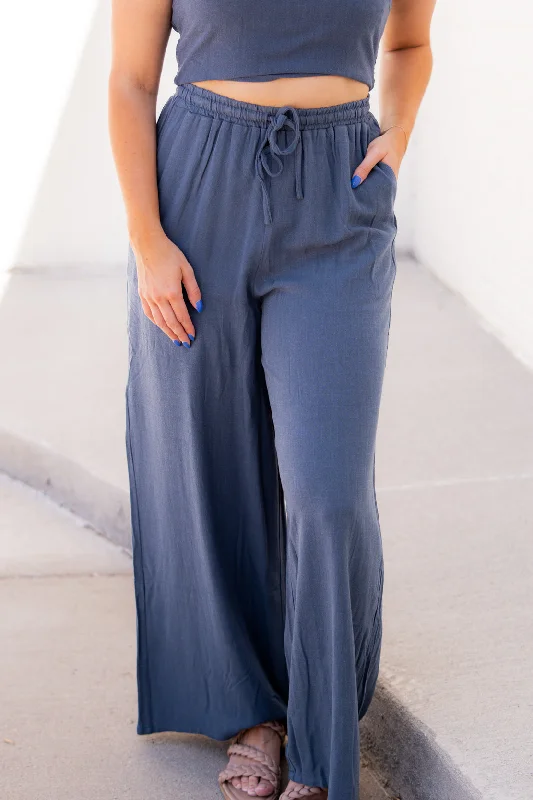 Cynthia Elastic Waist Pants | Indigo Classic Chino Pants