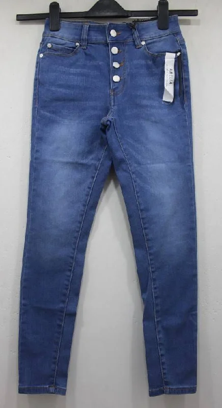 LADIES 4 POCKET TISSUE DENIM BUTTON FLY SKINNY FIT LONG PANT L S4915488 Comfy Cargo Trousers
