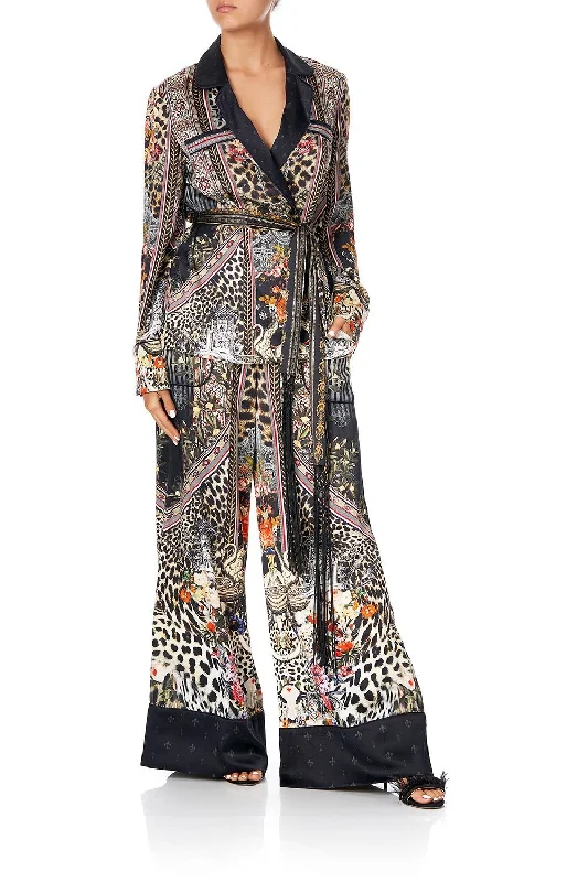 PAJAMA SUIT JACKET MARAIS AT MIDNIGHT Zippered Front Buttoned Front Snap Front