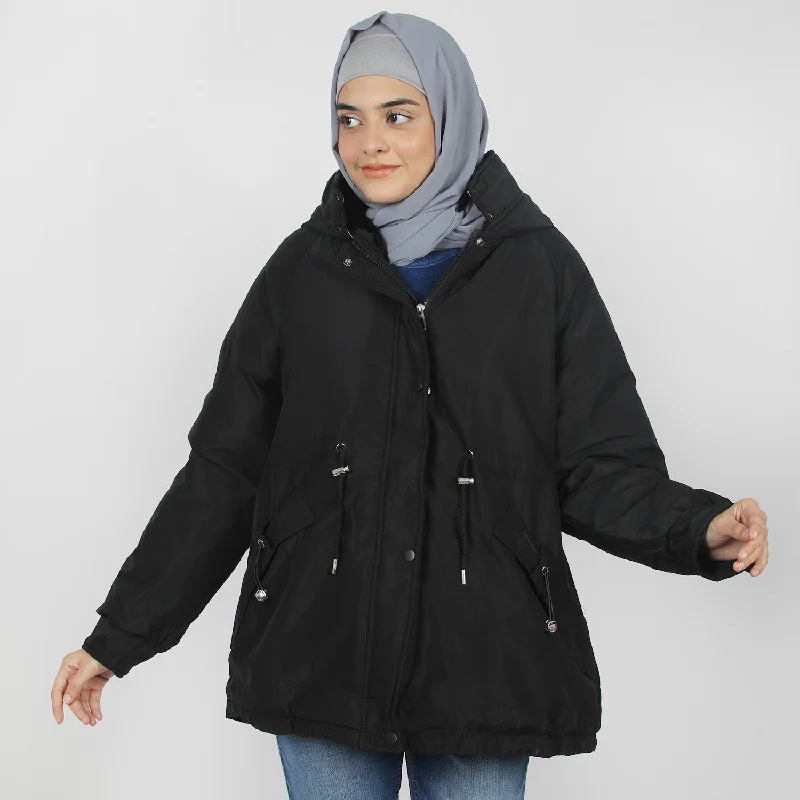 Women's Jacket - Black Zip Front Button Front Snap Front
