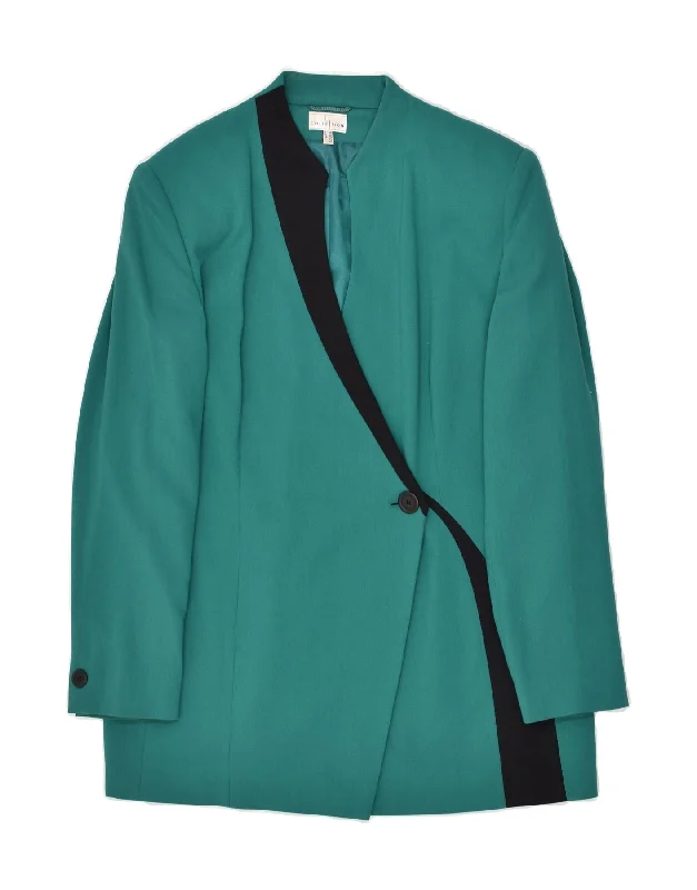 COLLECTION Womens 1 Button Blazer Jacket UK 16 Large Green Viscose Chenille Fabric Brocade Fabric Lace Fabric