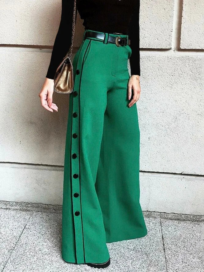 Stylish Wide Leg H-Line Solid Color Pants 110455 Classic Flared Pants