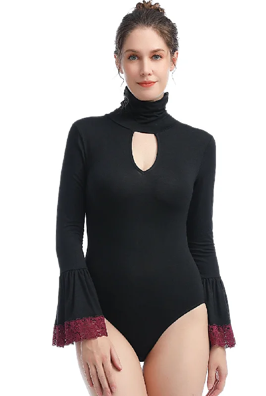Kimi + Kai Women's "Dea" Cut Out Bell Sleeve Bodysuit Fashionable Square Neck Bodysuit