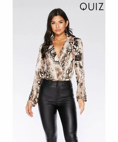 Animal Print Bodysuit Comfortable Seamless Bodysuit